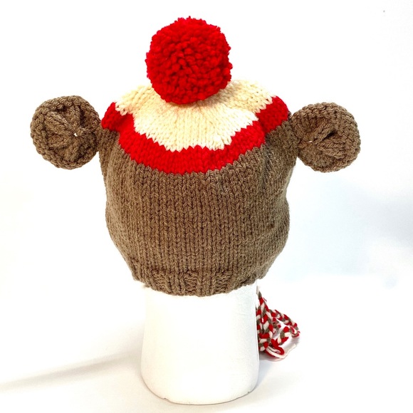 NWT Hand Knit Sock Monkey Beanie Hat and Scarf Set One Size Fits Most - Picture 5 of 9